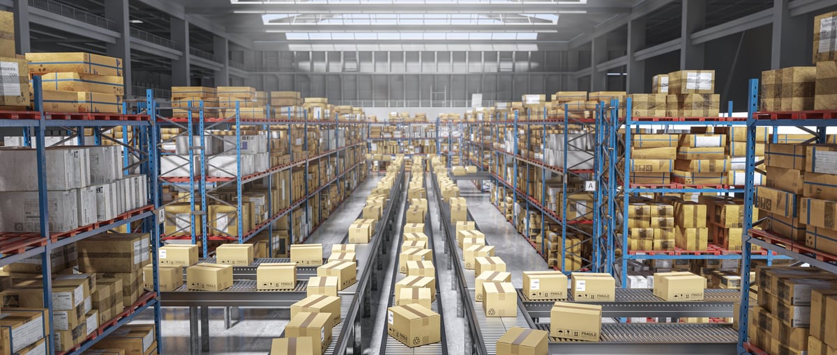 Distribution warehouse conveyor belt