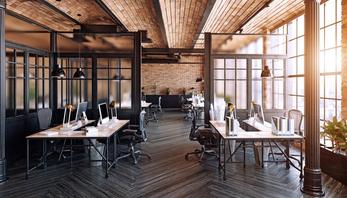 Modern industrial loft office interior