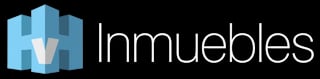Inmuebles logo with blue building icon and white text on black background